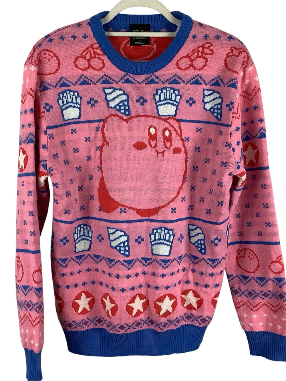 Kirby Nintendo Fries and Ice Cream Sweater Size Small